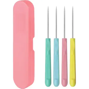 4Pcs 5.2 Inches Sugar Stir Needle Cookie Scribe Needles Cake Decorating Needle Tool Cookie Decoration Supplies for Baking Lovers (Pink)
