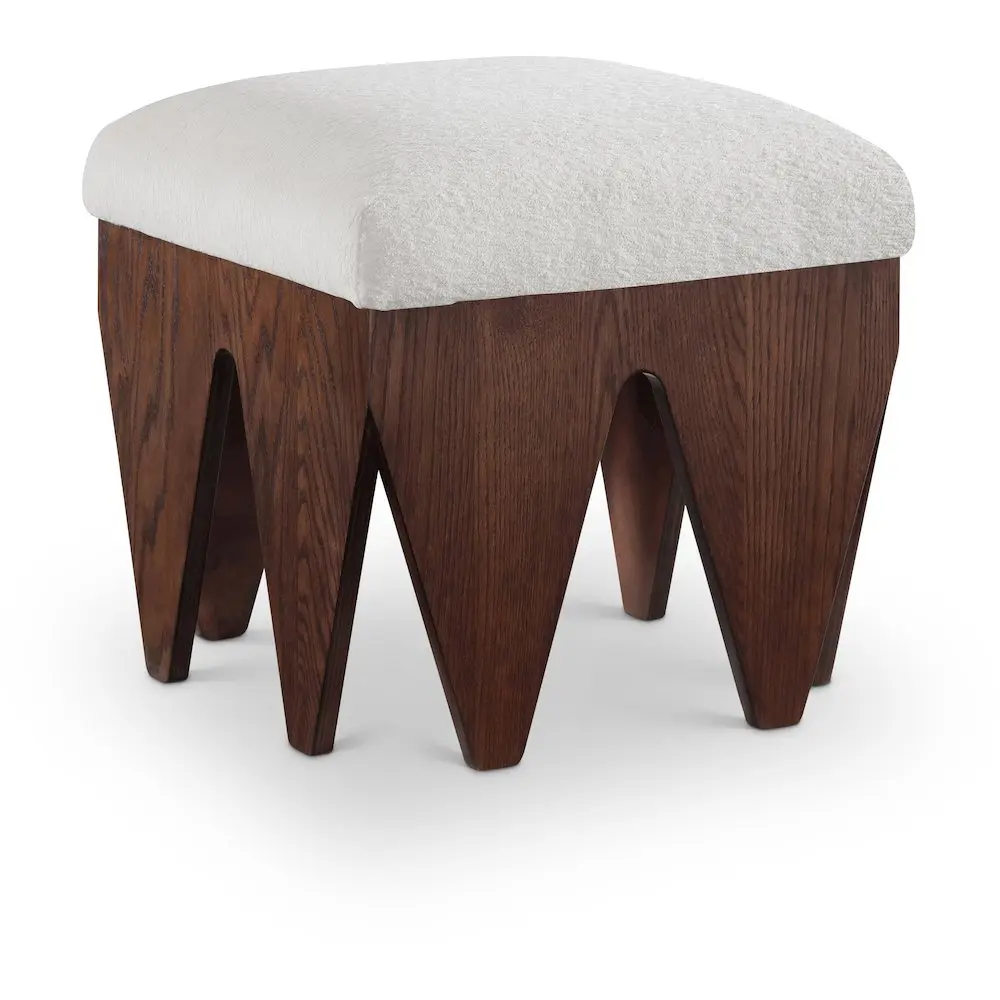 Modern Altair Cream Velour Fur Fabric Indoor Bench, Stylish Stool for Home Living Spaces