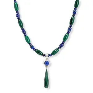 Mine Finds by Jay King Sterling Silver Lapis and Malachite Pendant with Necklace
