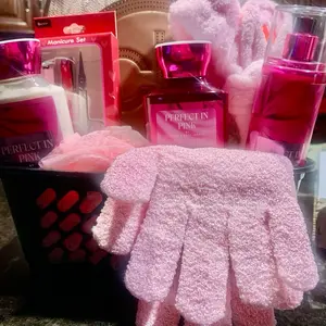 Care Basket - Stylish Storage with Assorted Bags and Accessories in Pink Packaging