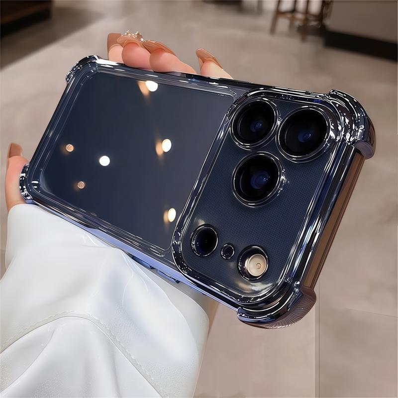 Airbag Plating Acrylic-Silicone TPU Soft Shell Smartphone Case, Shockproof Protection Accessory for Women & Multiple iPhones (iPhone13,14,15,16,17,17 Pro Max,Air) & Various Models