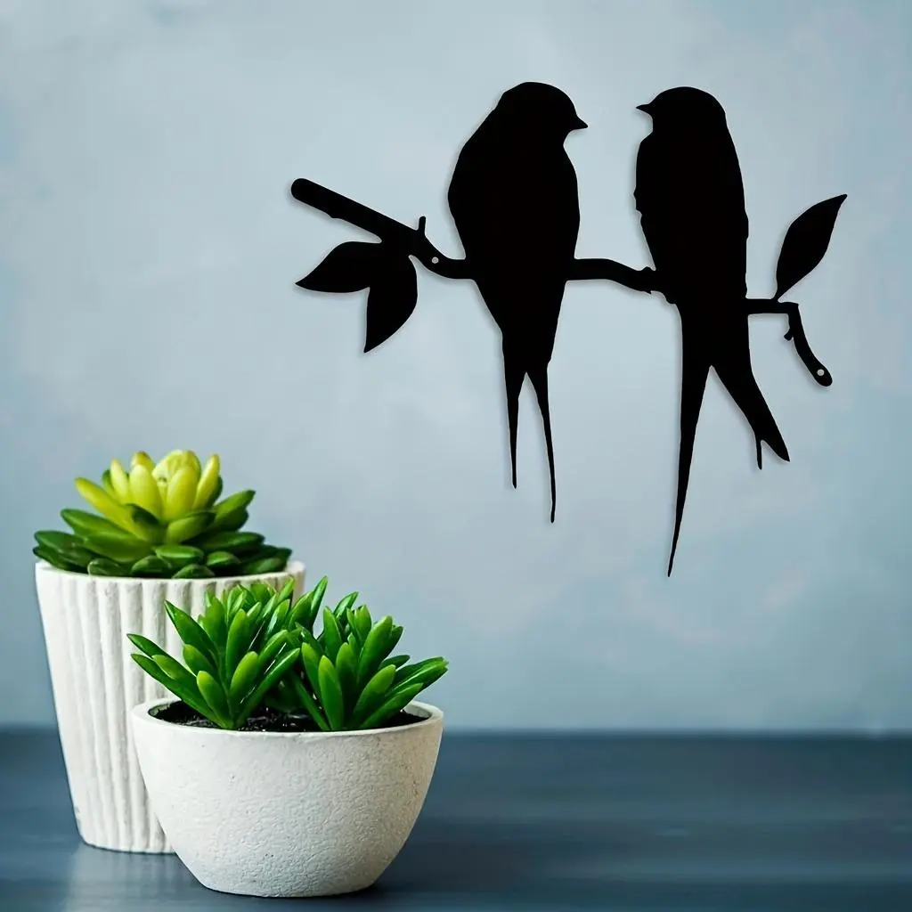 Bird Branch Silhouette Design Wall Art, Country Style Metal Wall Decor, Wall Decor for Home Living Room Bedroom Dormitory