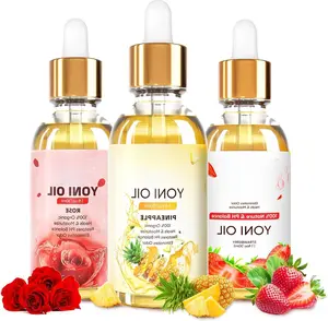 3 Pack Organic Yoni Oil for Women, pH Balance Feminine Deodorant, Moisturizer, Eliminates Odor, Infused with Natural Pineapple, Rose & Strawberry Essential Oils, 1 fl oz/pc
