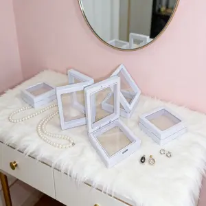 30 Floating Display Boxes, Dustproof Jewelry Packaging, Transparent Hanging Storage Box for Necklaces, Bracelets, Rings, Coins, Earrings, and Pins, with Elastic Films, Gift Box for Retail and Personal Use. (Suitable for