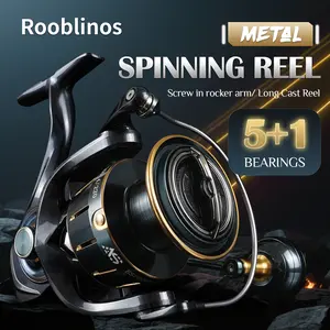 Rooblinos Saltiga Style Fishing Reel – 5+1 BB, 5.1:1 Gear Ratio, 15Kg Drag, All-Metal Corrosion-Resistant, Oversized Brass Gear, Smooth & Powerful. Designed for Big Game Saltwater Fishing – Tuna, GT, Bass, Snapper Ready!