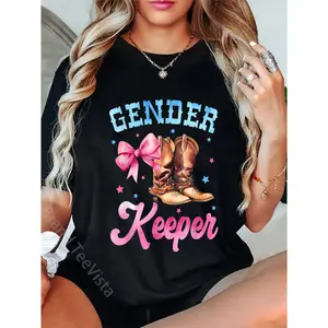 100% Cotton Unisex Boots or Bows Gender Reveal Decorations Keeper of the Gender T-Shirt