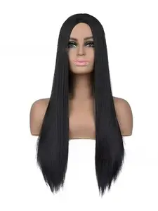 Middle Part Long Straight Wig, All-Season Hairpiece, Made in Yiwu City, Zhejiang Province, No Curl Property, Ideal for Daily Use