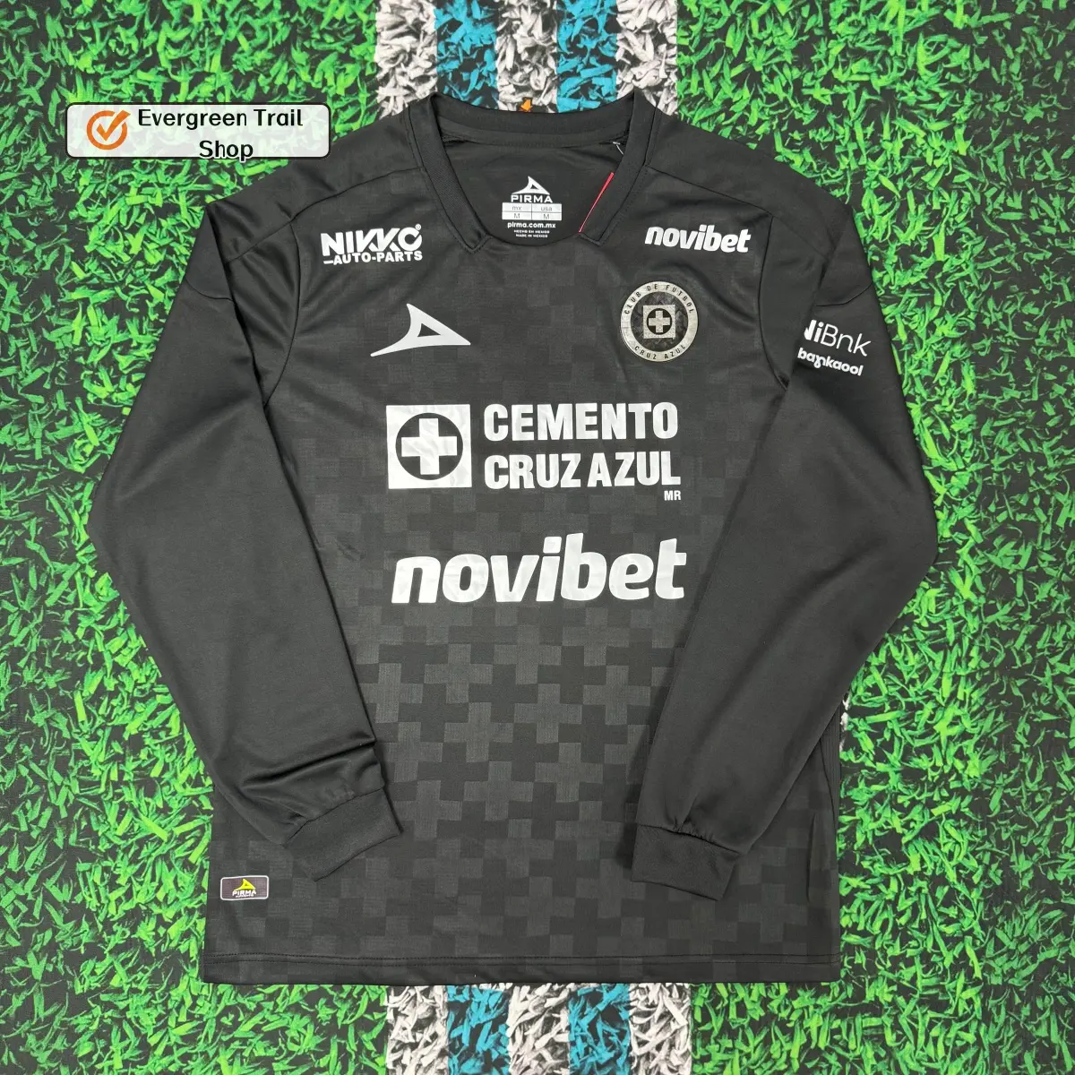 2526 Cruz Azul Third Away Black Long-Sleeve Soccer Jersey - Liga MX Professional Uniform, Breathable Ventilation Athletic Top, XL Sportswear Clothing, S, Jersey Style Football, Mens Jersey Style