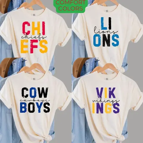 COMFORT COLORS First Down Football IVORY Color T-Shirts, Football Sports Tshirts, Retro Football Tees,For Women, For Men, Classic T-Shirt All Teams Football, Gifts For Football Fan Sport, Custom Team AX