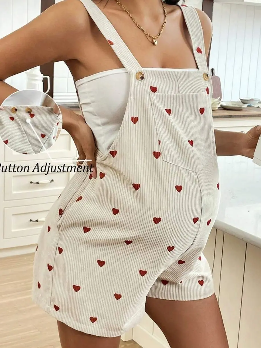 Maternity Overall Romper, Sleeveless Jumpsuit with Pockets for Casual Pregnancy Outfits