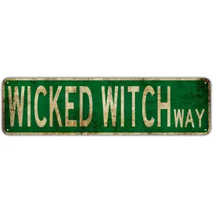 Wicked Witch Way Metal Tin Sign (4''x16''), Novelty Street Sign, Home Decor, Room Decor, Wall Decor, Restaurant Decor, Bar Decor, Cafe Decor, Garage Decor, Farmhouse Decor Easter Gift