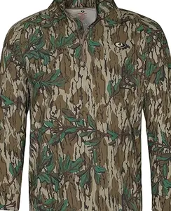 Mossy Oak Men's Hunting Shirts Lightweight Camo Tibbee Tech Stretch Quarter Zip 3 JJ2