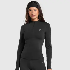 Gymshark Women's Half Zip Long Sleeve Sports Top Breathable Gym Jacket for Running Fitness Yoga Cycling Training
