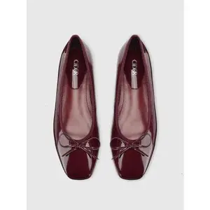 CIDER - Bowknot Decor Square Toe Ballet Mary Jane Flats