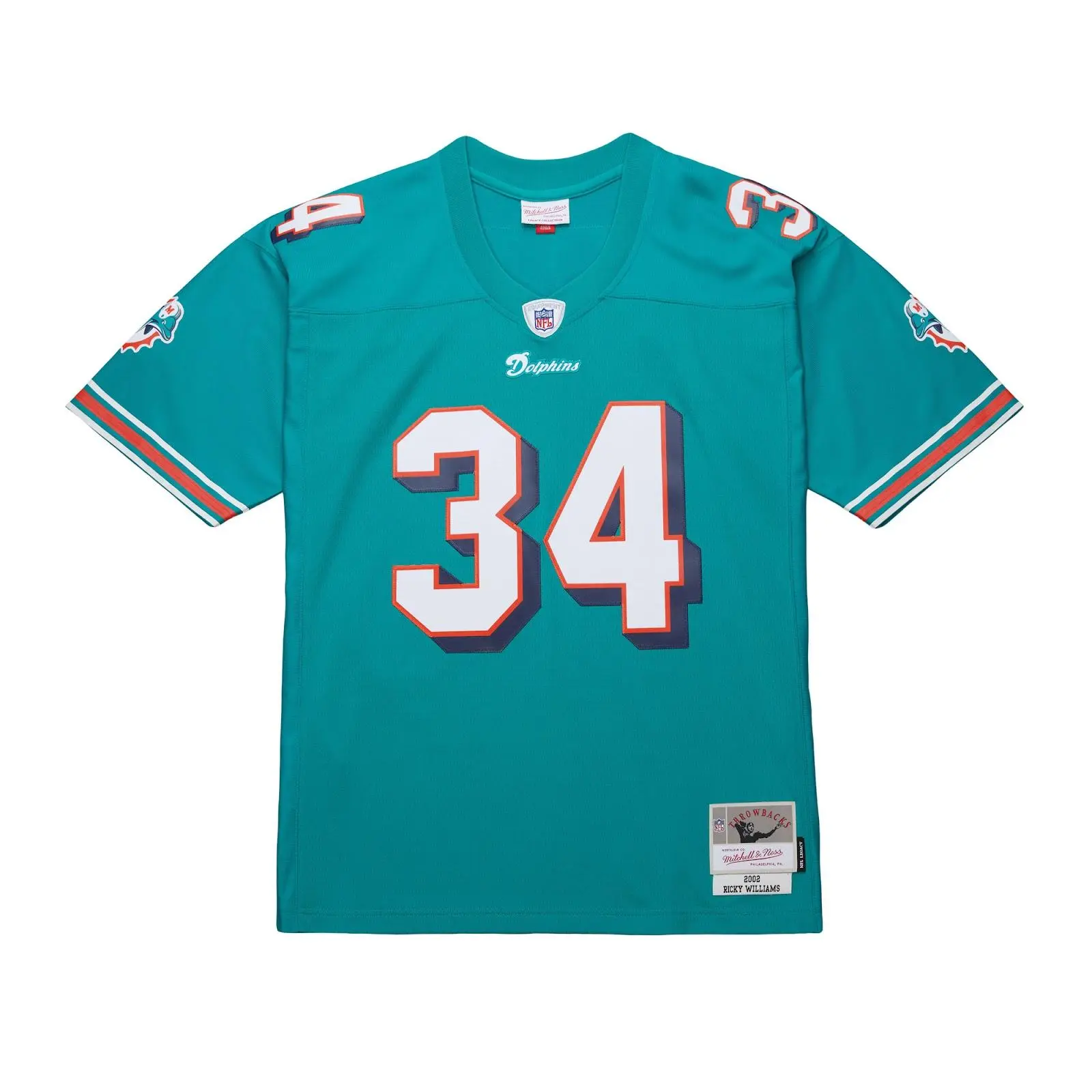 Ricky Williams Miami Dolphins Aqua 2002 Legacy Jersey NFL Throwback Mitchell & Ness Ricky Williams Miami Dolphins Aqua 2002 Legacy Jersey NFL Throwback Mitchell & Ness