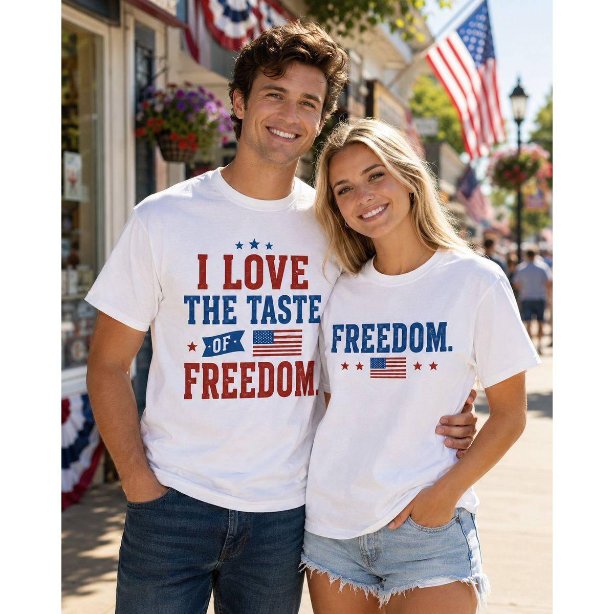 Comfort Colors I Love The Taste Of Freedom Shirt, 4th Of July Couple Shirt, Freedom Shirt, Patriotic Matching Tees, Independence Day Shirt, Matching Couples Outfits – Squirrel Corner