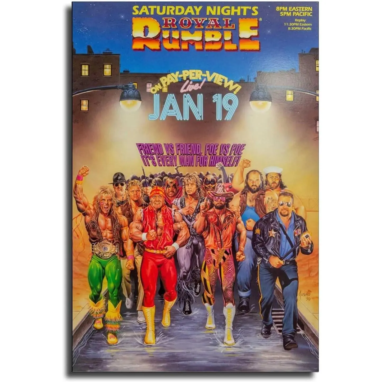 Recreated The 1991 Royal Rumble Wrestlers Canvas Art Poster and Wall Art Picture Print Modern Family bedroom Decor Posters 24x36inch(60x90cm) Gifts Decoration Colorful Ornaments Artistic Photo