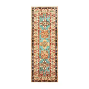 My Magic Carpet Ottoman Turquoise Machine Washable Runner Rug, 2.5x7 Stain Resistant, Non-Slip, Waterproof