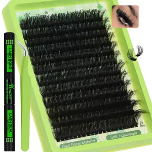 Lash Clusters Kit 14-24mm 180D Volume Clusters Eyelash Extensions 240Pcs Wispy Lashes Waterproof Individual Thick DIY Lashes Extension Kit with Lash Bond & Seal Tweezers, by Kmilro