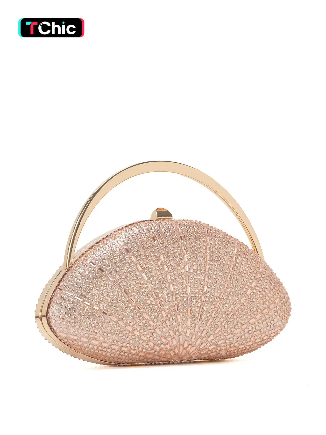 Luxurious shell-shaped diamond-encrusted evening clutch, Elegant Clutch, Evening Purse, women's handbag, crossbody bag with chain strap, perfect for weddings, dances, and parties, available in multiple sparkling colors