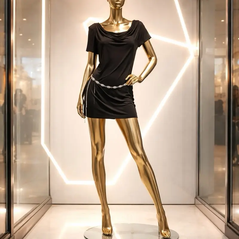 This is a black Derek Heart boat neck mini dress featuring an off-the-shoulder design and a cinched waist with a silver chain belt. Size XL