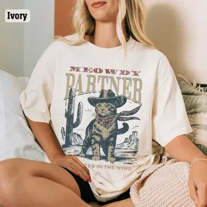 Meowdy Partner Cowboy Cat Shirt, Comfort Color Cats Shirt, Cowboy Cat Shirts, Vintage Cowboy Cat Tshirt, Meowdy Partner Shirt, Western Cat Lover Tee
