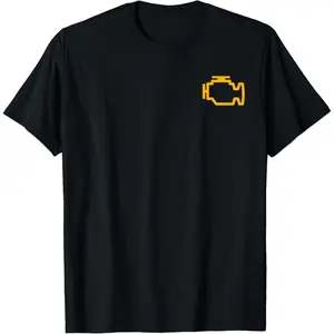 Cotton Check Engine Light T-Shirt classic Fabric Menswear, Valentine's Day Gift.