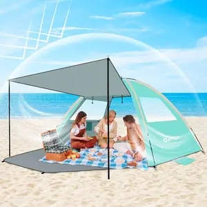 Large Beach Tent With Canopy – UPF 50+ Sun Shade For 3–8 People, Portable Windproof Shelter With Double Doors, Perfect For Beach, Camping, Park & Travel