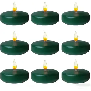 Dark Green Floating Candles 3 Inch 12 Pack Paraffin Wax Floating Candle for Greenery Weddings, Christmas, Parties & Home Décor Long Burning Clean Flame