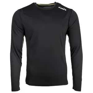diadora Mens Core Crew Neck Long Sleeve Athletic Running Casual Tops  - Black