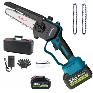 6-inch Cordless Mini Chainsaw with Lithium-Ion Battery - Compact Electric Chainsaw for Tree Trimming,Security Lock, Rechargeable Battery, And Safe Trimming for Quick Cutting Of Tree Branches, Courtyard, Household, And Garden, Gifts for Man.pruning