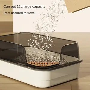 Practical Splash-Proof Semi-Closed Cat Litter Box, Large Capacity, Easy Clean, Durable PP Material, Ideal for Multi-Cat Homes, Litter Tray, Litterbox
