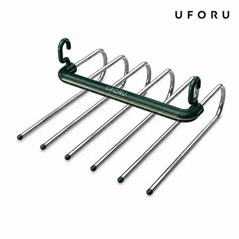 UFORU Layered Stainless Steel Pants Hanger - Lightweight Durable Space-Saving Hanging Holder, Efficient Organization Closet Essential, 12.0×11.0in Multifunctional Easy-to-Reposition Wardrobe Hangers & Pegs with Box Packaging