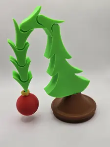 3D Printed Whimsical Articulated Holiday Tree | Removable Base | 12" Stretch | 6" Bent