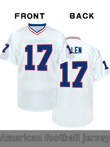 Men's Blue #17 Retro American Football Jersey, Embroidered Rugby Sport Shirt, Unisex, All Seasons, Casual, Training, Street Style, Sports Jersey