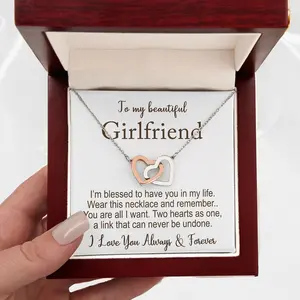 Personalized Girlfriend Gift Heart Necklace Custom Message Card Meaningful Birthday Anniversary Jewelry Gift Box