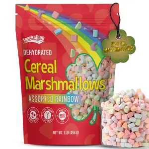 Snackathon Dehydrated Cereal Marshmallows, Assorted Rainbow Mini Bits, Resealable Bulk Bag – Fun Crunchy Lucky-Style Marshmallow Topping for Hot Chocolate, Coffee, Cereal & Desserts