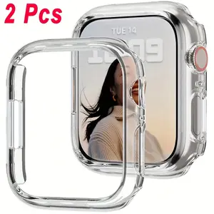 2-Pack Unisex PC Hollow Case Anti-Drop Protective Case, Watch Protector, Compatible with Apple Watch Series Ultra/SE/11/10/9/8/7/6/5/4, 40/41/42/44/45/46/49mm, Smart Watch Case Accessories