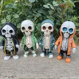 Spooky Halloween Skeleton Dolls, 2pcs Artistic Home Decor Sculptures, Perfect Atmosphere Decoration Ornaments for Festive Celebrations, Spooky Aesthetic