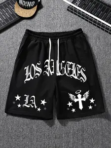 Unisex "Los Angeles" Gothic Graphic Shorts – Black & White Print, LA Streetwear Aesthetic, Soft Cotton Blend, Relaxed Drawstring Fit, Perfect for LA & Street Style Fans, Durable High-Quality Print, Ideal for Daily Wear/Outings