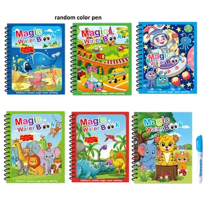 Hatwoo 6 Pack Reusable Magic Water Painting Book - Magic Water Drawing Book, Educational Learning Toy, Includes Colorful Pen (Random Color)