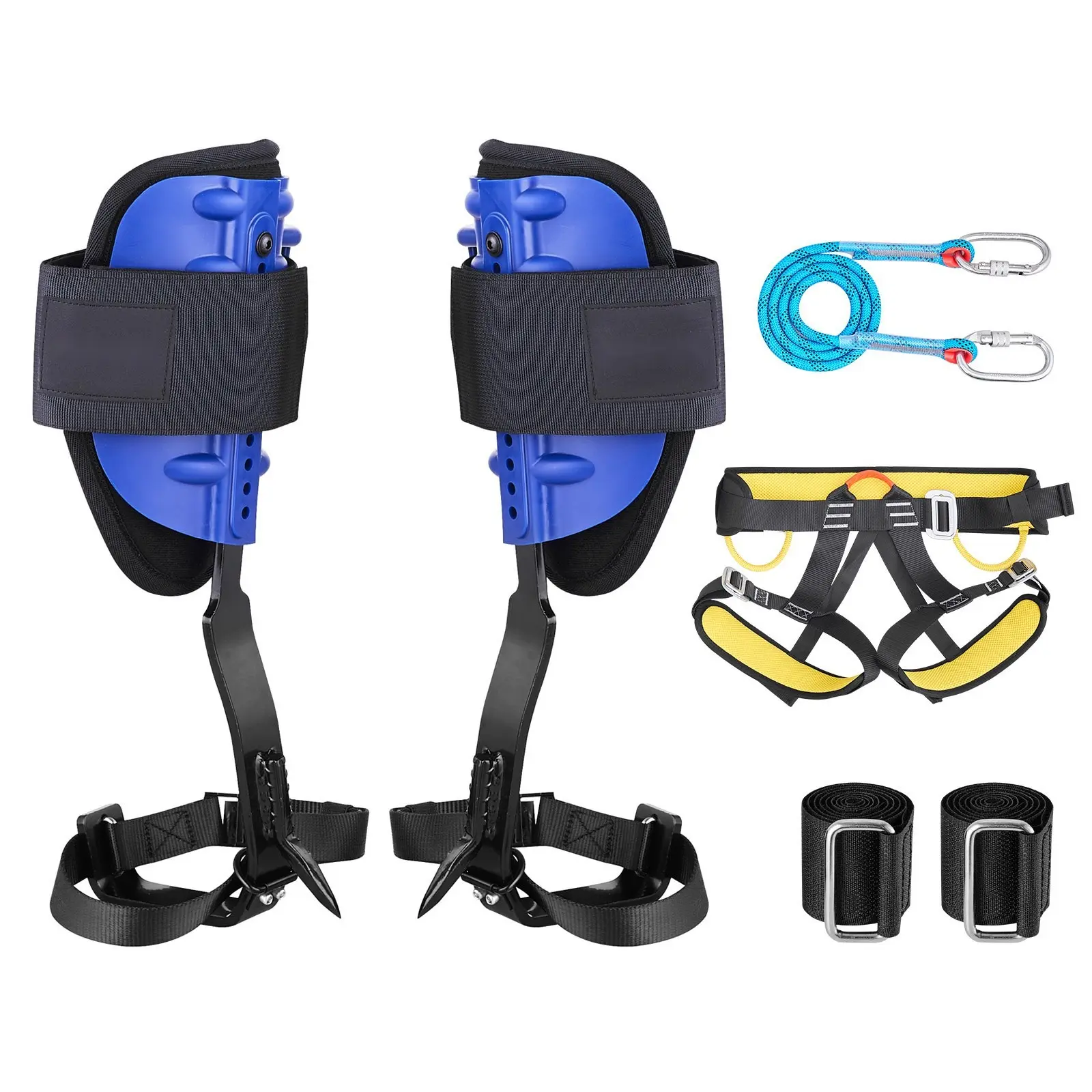 Tree Climbing Spikes Set With Height Adjustable Gear, Straps And Harness, 350 Lb Load Capacity, Heavy Duty Steel Climb Spurs For Arborist Work, Fruit Picking, Hunting, Pruning And Tree Maintenance