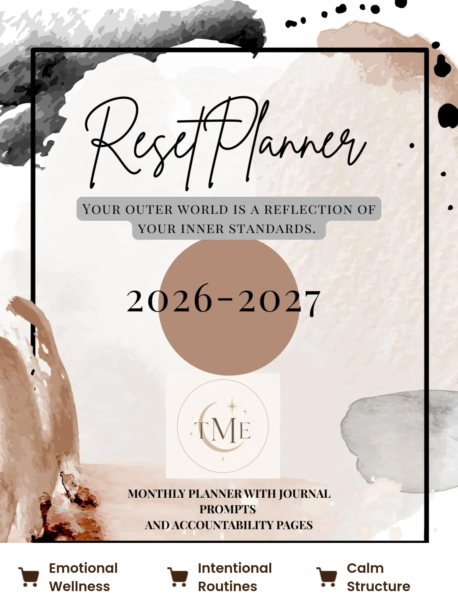 |Reset & Realign Journal & Planner| 12 Month Planner/Journal | Manifestations, Affirmations, Journal Prompts, Monthly Calendar, Accountability Pages