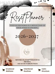 |Reset & Realign Journal & Planner| 12 Month Planner/Journal | Manifestations, Affirmations, Journal Prompts, Monthly Calendar, Accountability Pages
