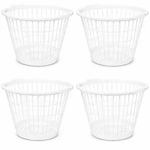 Large Plastic Laundry Baskets, 4-Pack Stackable Ventilated Hamper Bins for Home Laundry Organization - White