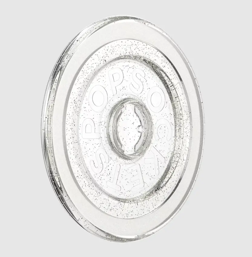 popsockets Clear Glitter Silver MagSafe Round Base
