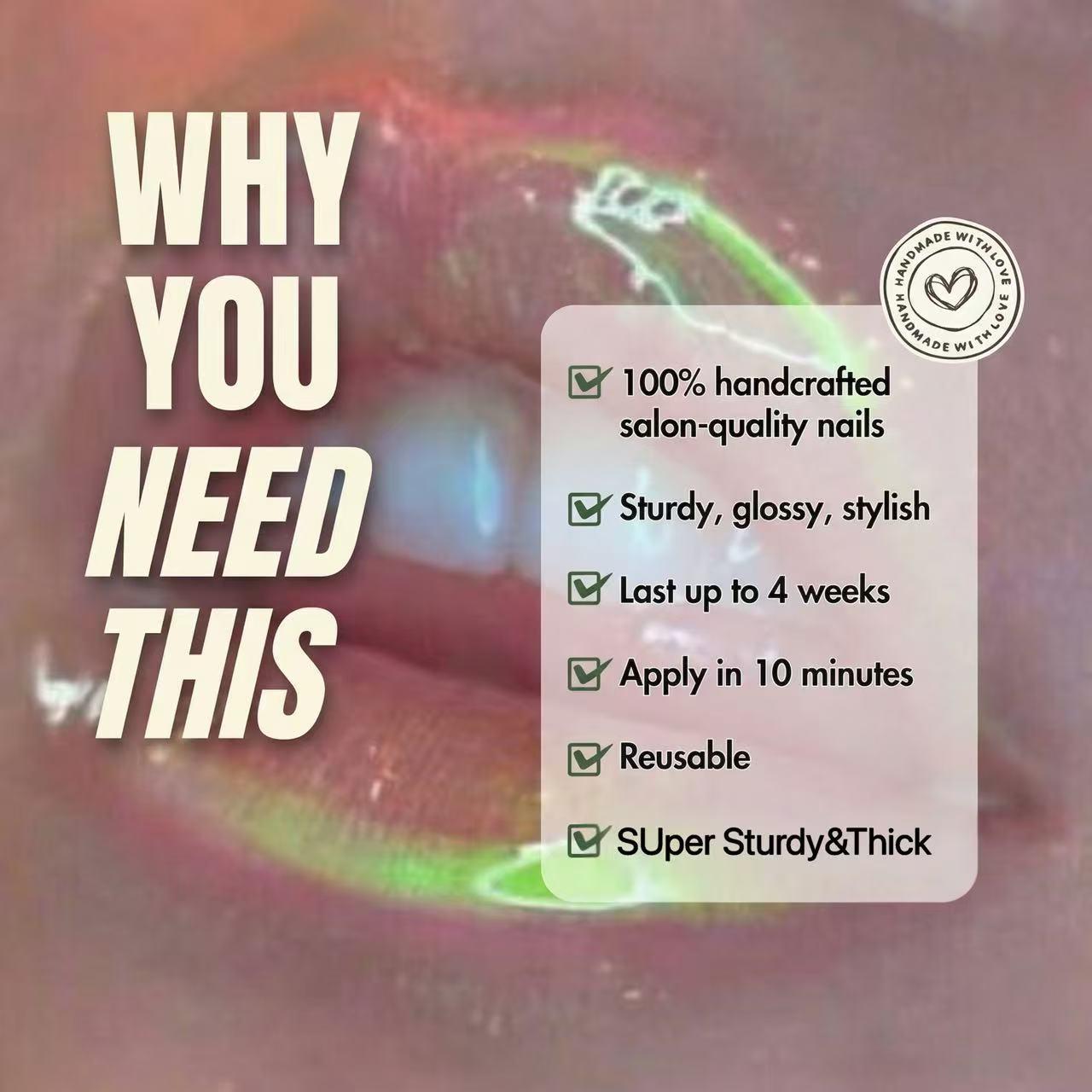 Her Apex Nails Aurora-Handmade Press-On Nails | Reusable, Salon-Quality, Long-Lasting, Glossy Design