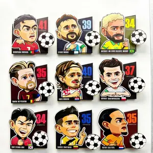 3D Spinning Soccer Player Fridge Magnet, Cartoon Football Character Rotating Magnetic Sticker for Kitchen Whiteboard, Creative Sport Souvenir & Stress Relief Fidget Gift for Fans