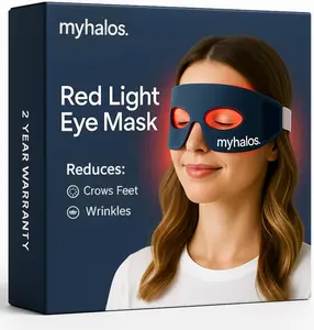 MyHalos Under Eye Red Light Therapy Mask – LED Eye & Face Mask for Smoother-Looking Skin, Dark Circles & Crow’s Feet