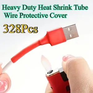 328pcs Vibrant Color Heat Shrink Tubing - Waterproof, Flame Retardant, 2:1 Shrink Ratio, Ideal for Wiring Protection & Cable Insulation, Cable Insulation Tubing | Vibrant Color Tubing | Heatshrink Tubing